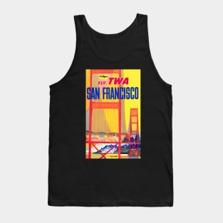 Vintage Fly TWA Travel Print To San Francisco, California Tank Top